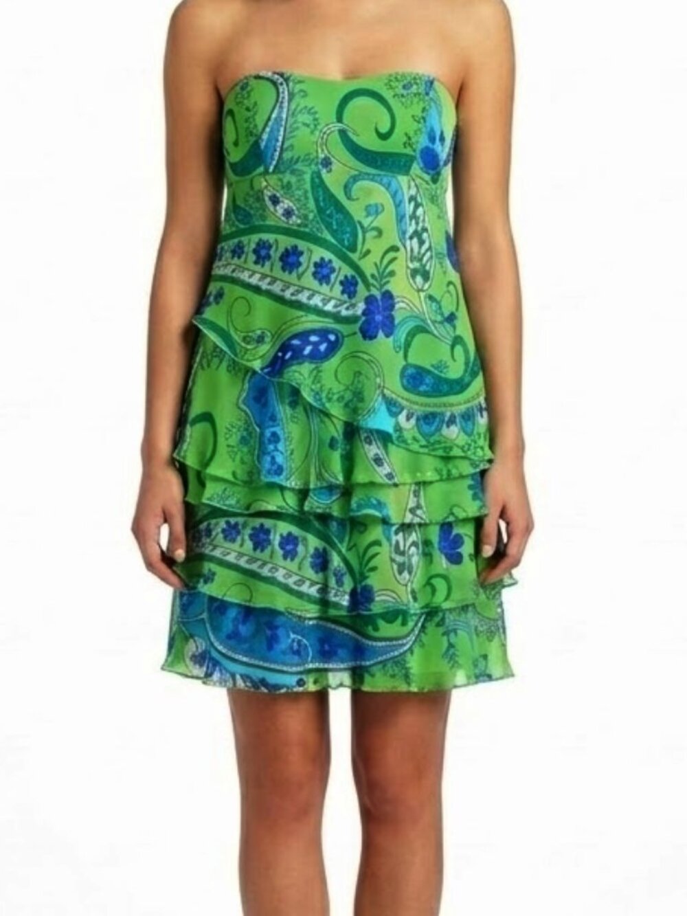 Zara Basic Strapless Silk Ruffled Empire Waist Mini Dress- Sz. Sm